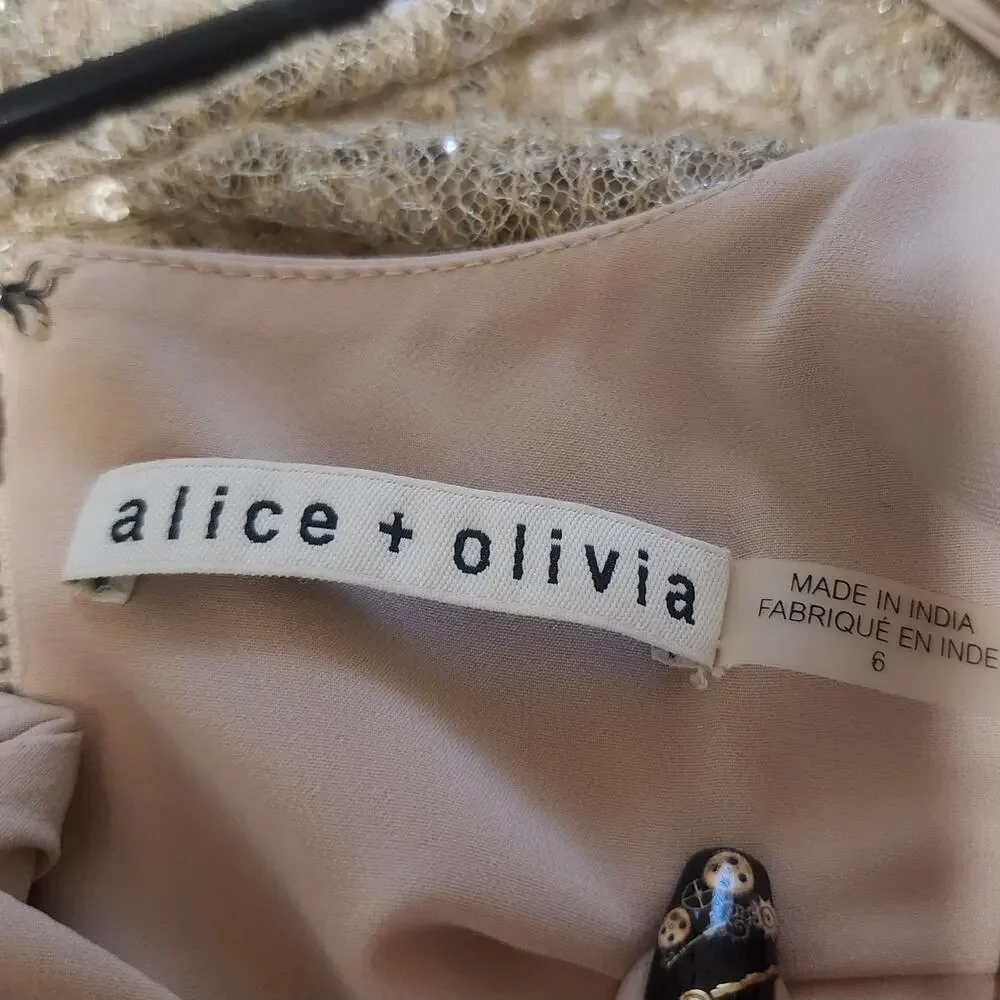 Alice + Olivia Dress Womens 6 Sequins Cocktail Party Event New Year Romantic - Picture 3 of 10